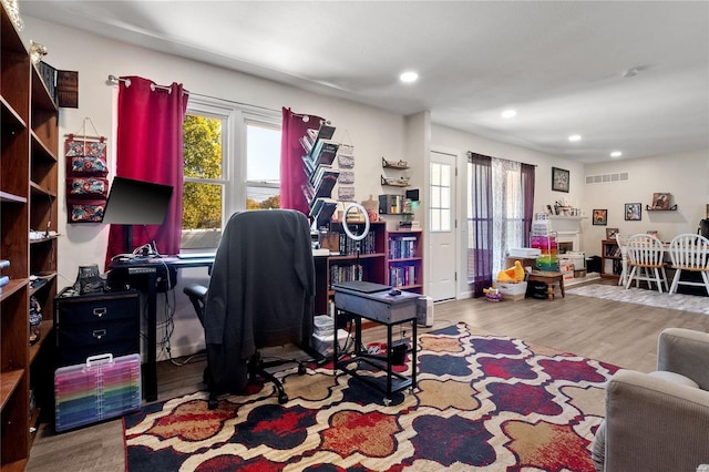 office featuring hardwood / wood-style floors