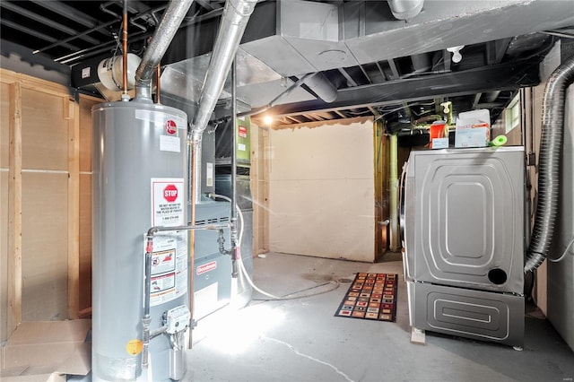 utility room with gas water heater