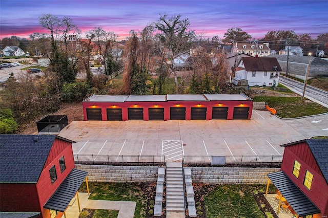 view of aerial view at dusk