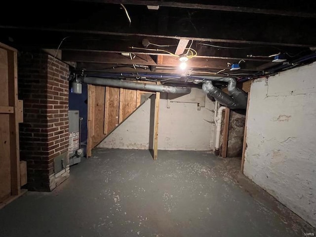 basement featuring water heater