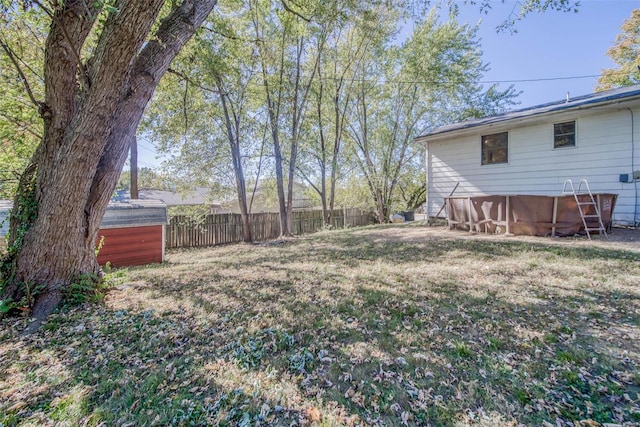 view of yard with a storage unit