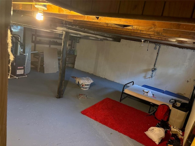 basement with heating unit