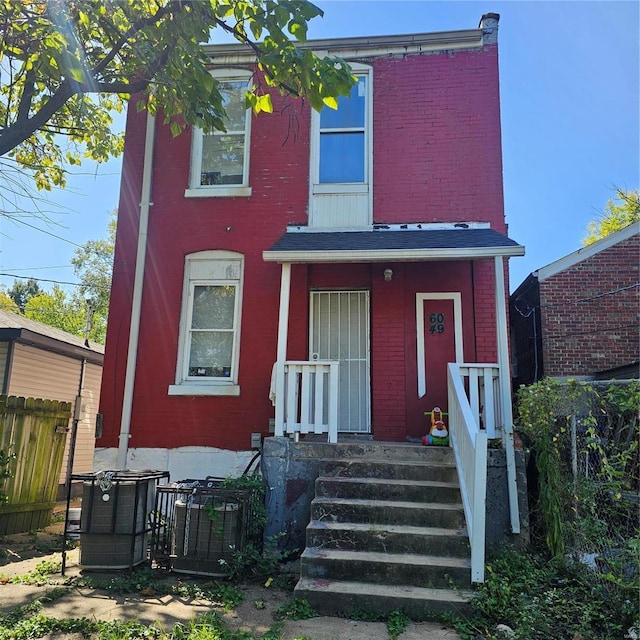 view of front of home with central air condition unit