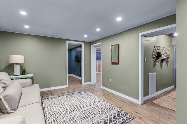 living room featuring light hardwood / wood-style flooring