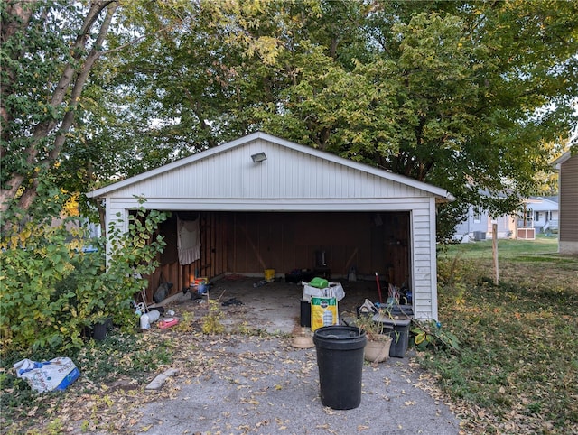 view of garage