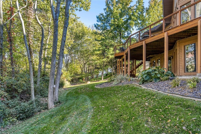 view of yard featuring a deck