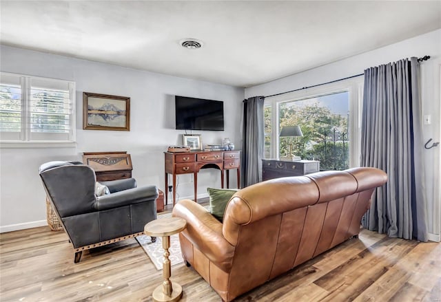 living room featuring light hardwood / wood-style flooring