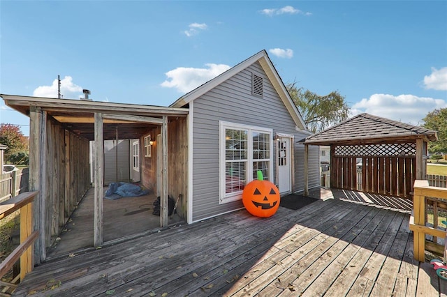 deck featuring a gazebo