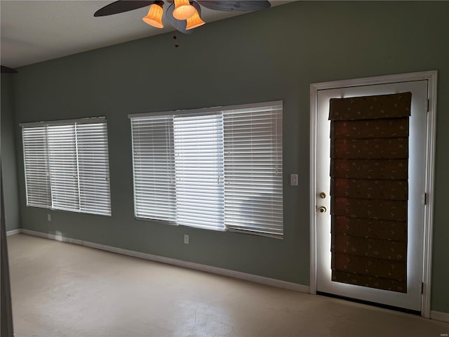 foyer with ceiling fan