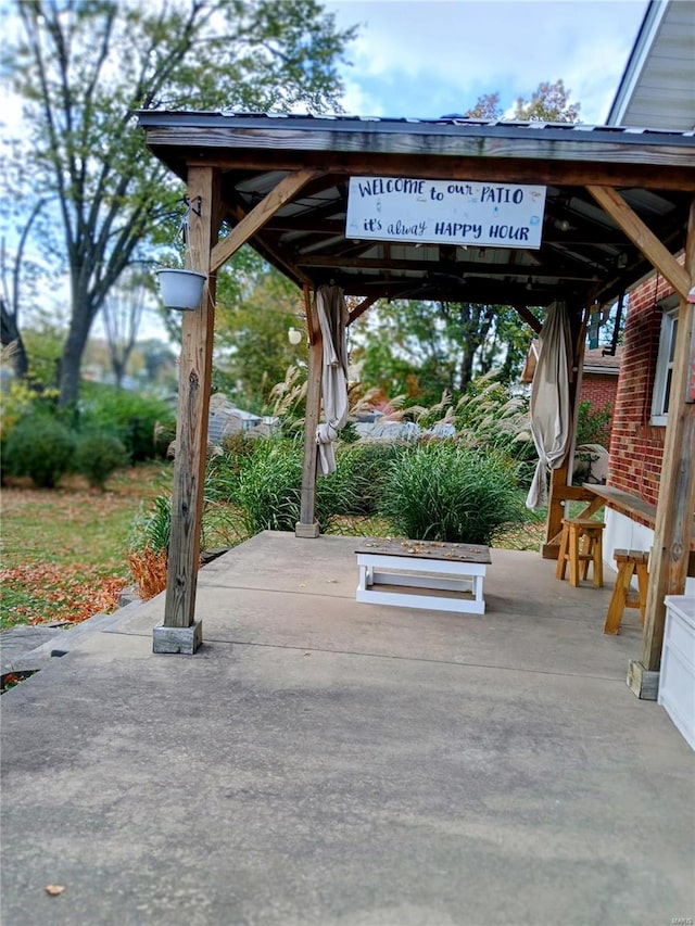 view of patio / terrace with a gazebo