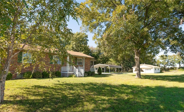 view of yard with a carport