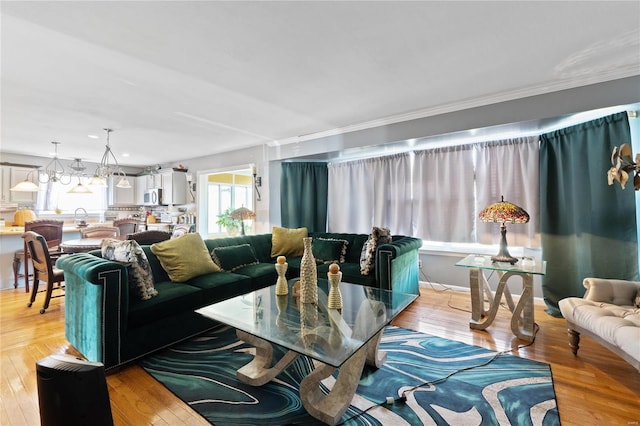 living room with light hardwood / wood-style floors