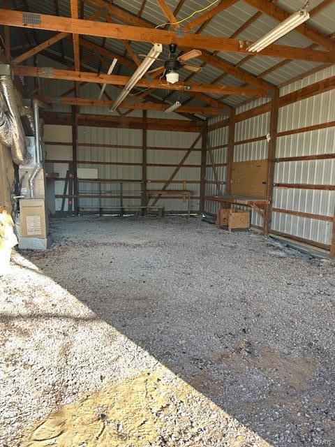 garage featuring heating unit