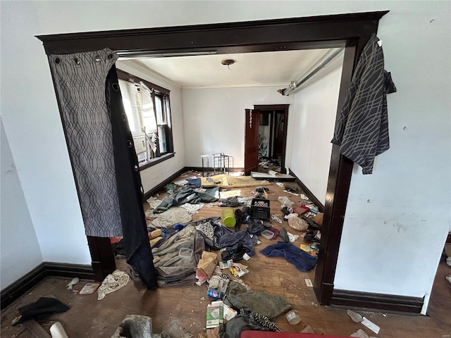 interior space featuring crown molding