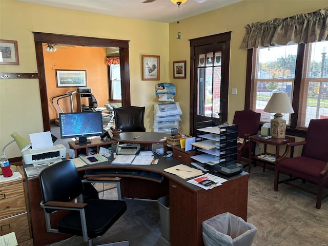 office featuring ceiling fan