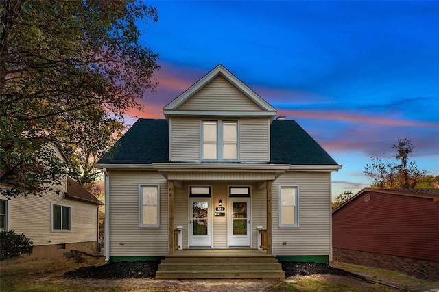 view of front facade featuring covered porch