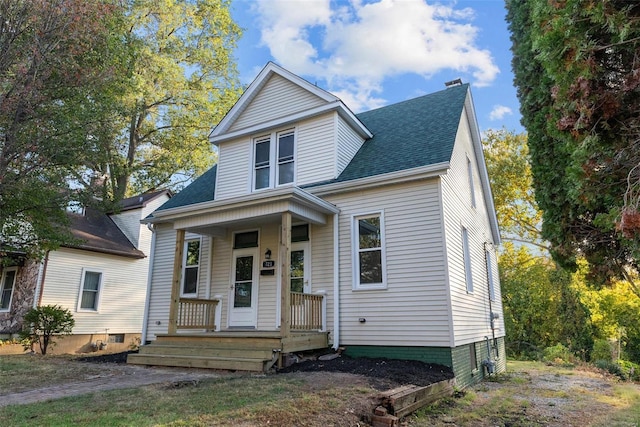 view of front of property featuring covered porch