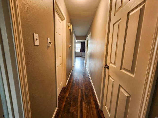 hall with dark hardwood / wood-style flooring