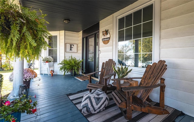 wooden terrace featuring a porch