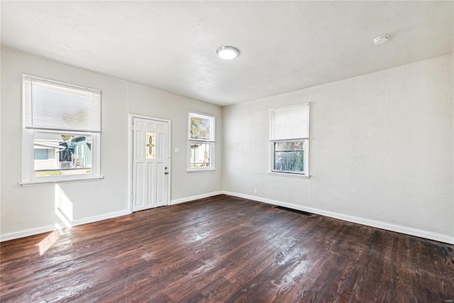 foyer entrance featuring dark wood-type flooring