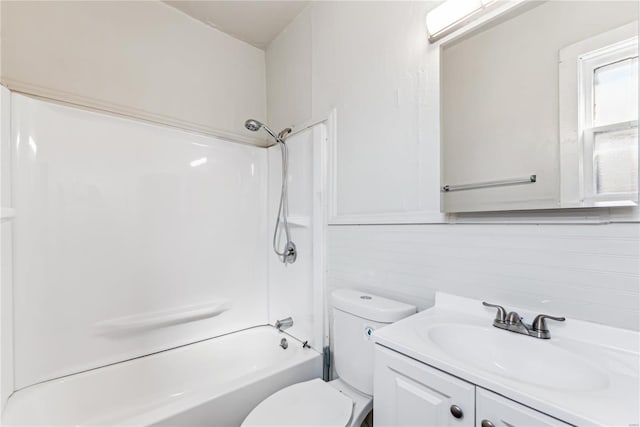 full bathroom featuring vanity, toilet, and shower / bath combination