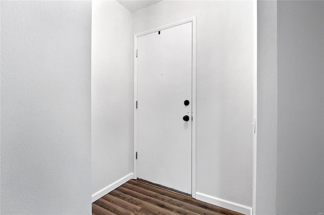 doorway to outside with dark wood-type flooring