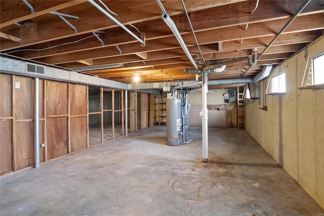 basement with gas water heater