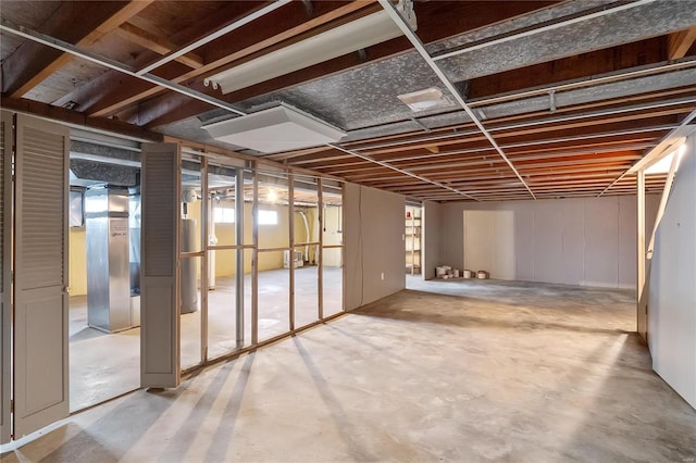 basement with water heater