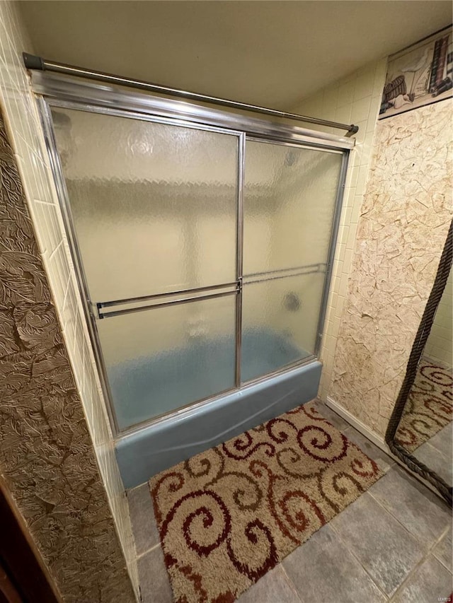 bathroom featuring tile patterned floors and walk in shower