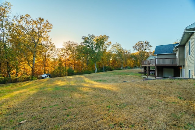 view of yard featuring a deck