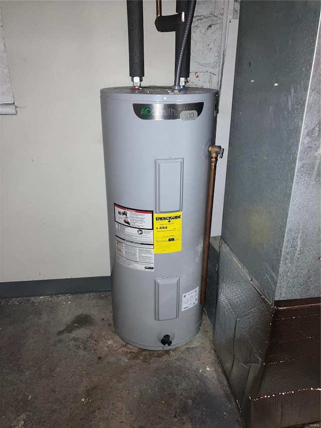 utility room featuring water heater