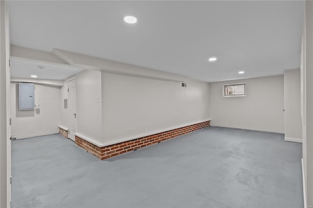 basement with electric panel