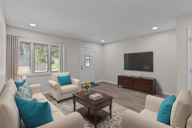 living room featuring light hardwood / wood-style floors