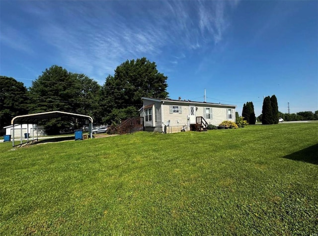 view of yard with a carport