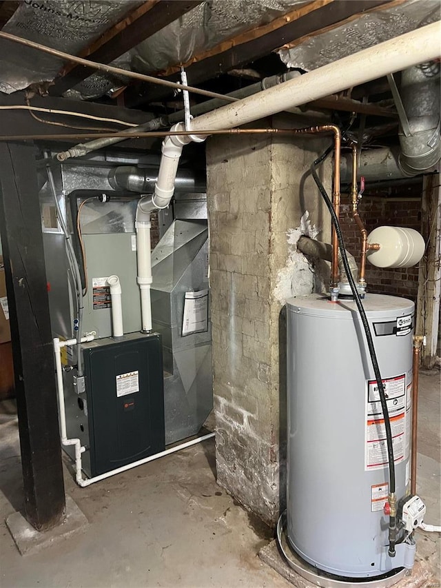 utilities featuring gas water heater and heating unit