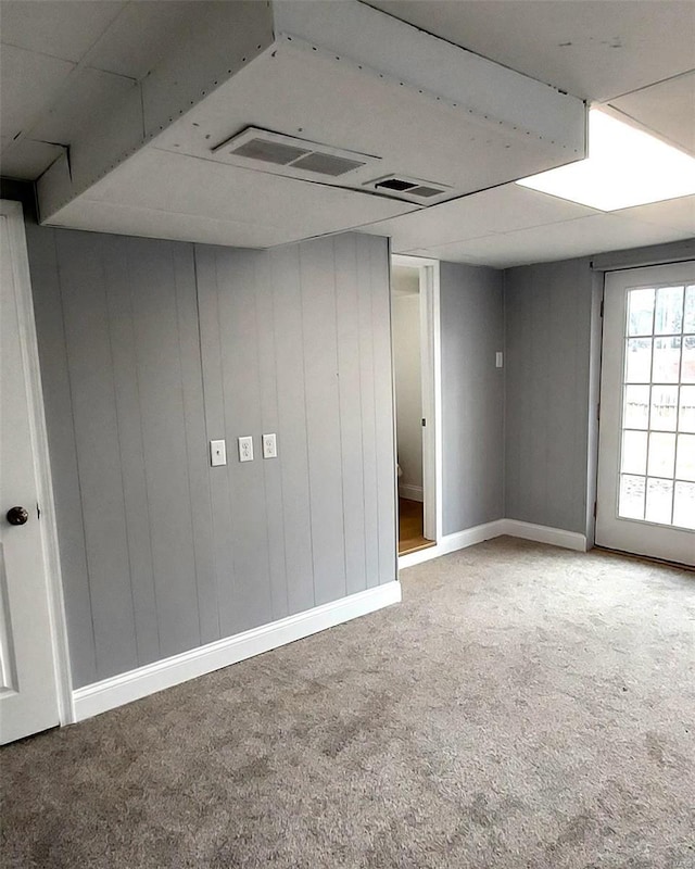 basement with carpet floors