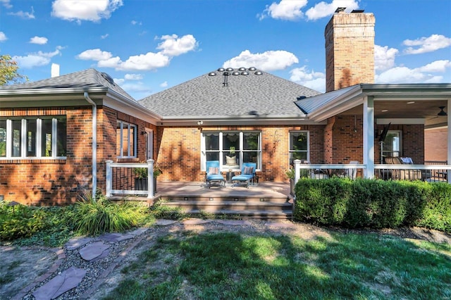 back of house featuring a lawn