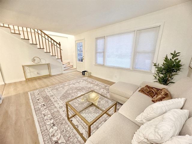 living room featuring light hardwood / wood-style flooring