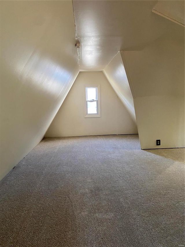 additional living space with lofted ceiling and carpet floors