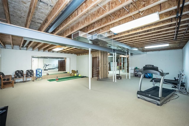 exercise area featuring carpet floors