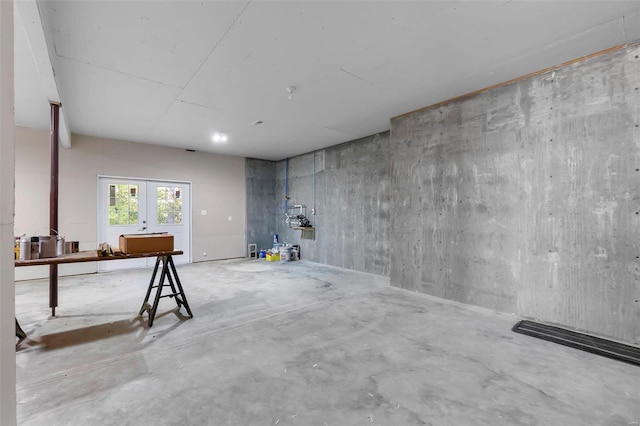 basement with french doors