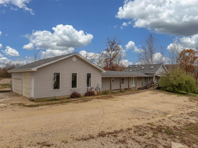 exterior space with a garage