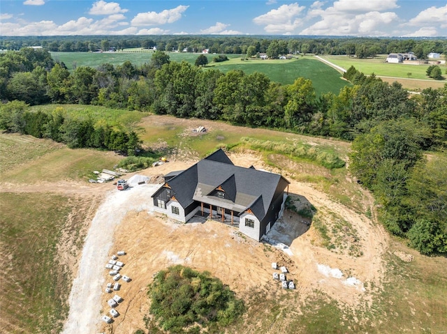 drone / aerial view with a rural view