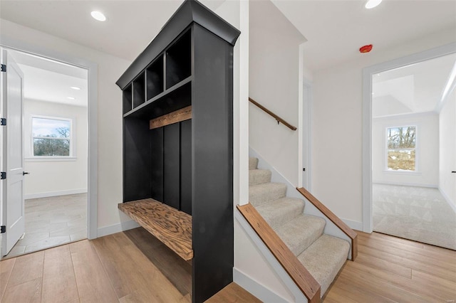 mudroom featuring light hardwood / wood-style floors