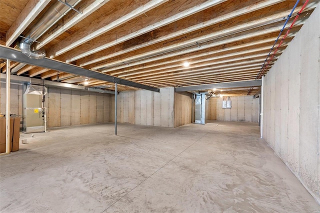 basement with heating unit