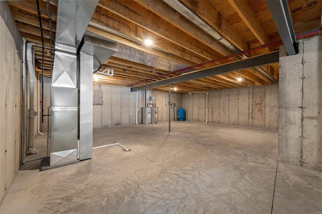 basement with water heater