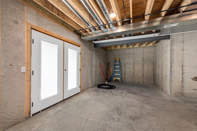 basement with french doors