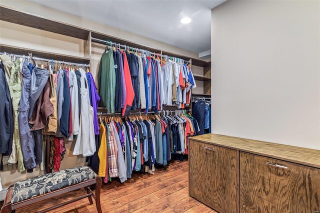 walk in closet featuring hardwood / wood-style floors