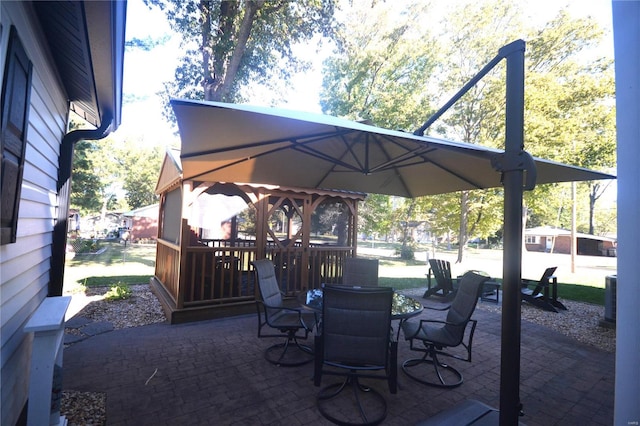 view of patio with a gazebo