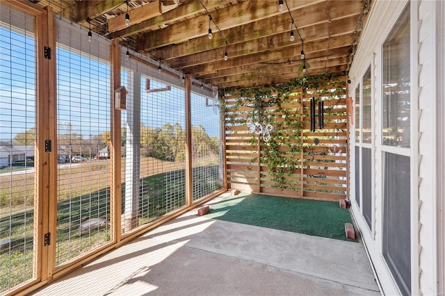 view of unfurnished sunroom